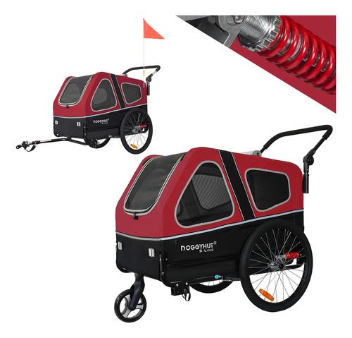 Trailer Transportador De Mascotas Large Hasta 45kg Rojo