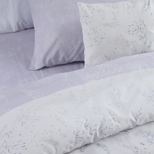 Juego De Sabanas Alcoyana Estudio Percal 144hilos 1 1/2 Plz Color Ivy Lavanda Diseño De La Tela Estampado