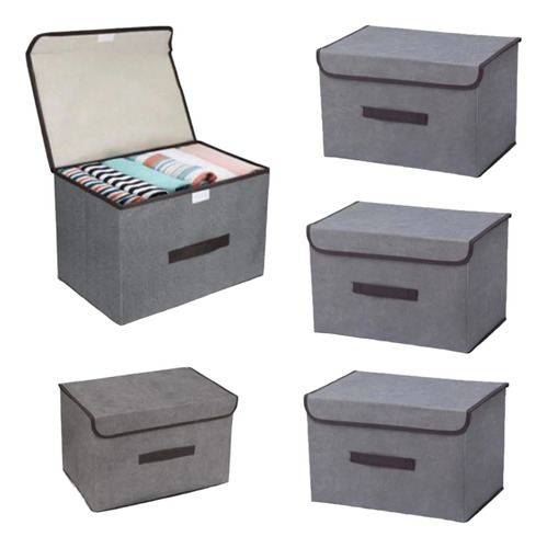 3 X Cajas Organizadoras De Tela Caja Plegable Con Tapa Ropa 