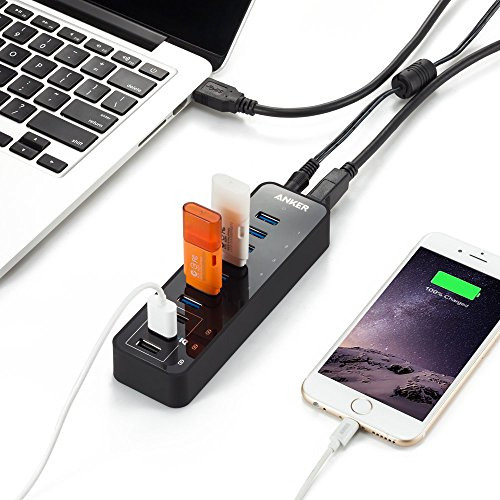 Hub de dados Anker de 10 portas 60w com 7 portas USB 3.0 e 3 portas
