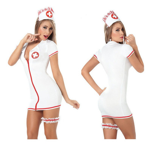 Mujer Blanco Doctor Enfermera Uniforme Traje Cosplay