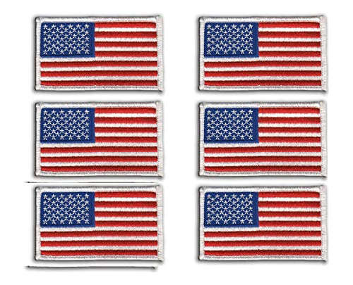 Parche Bordado Con La Bandera De Estados Unidos, Borde Blanc