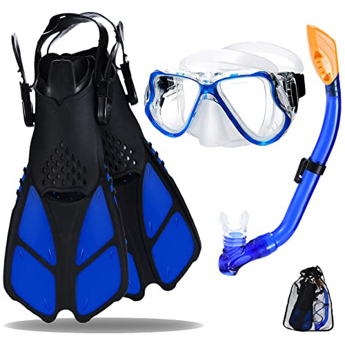 Set Snorkel Cke Buceo Adultos Máscara Tubo Aletas Ajustables