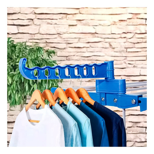 Tender Vertical Para Ropa Con Ruedas Plegable 3 Niveles 40kg Azul Acero
