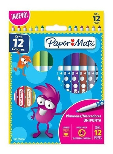 Plumones De Colores  Paper Mate Unipunta 12 Piezas 