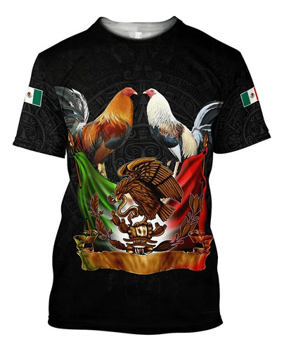 Camiseta Manga Corta Con Estampado 3d Gallo Pelea Ou