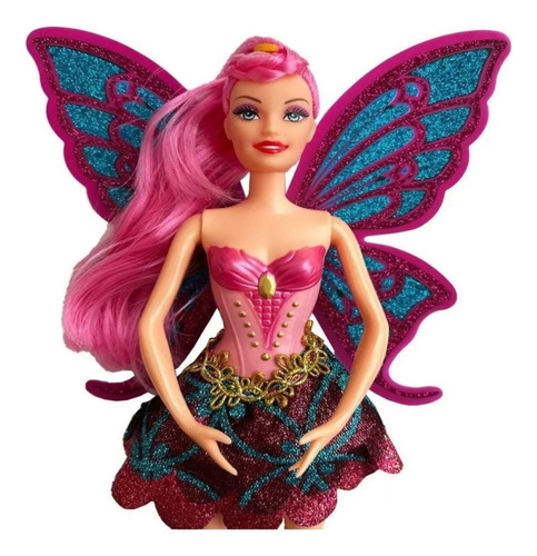 Muñeca de hada bailarina con alas brillantes y pan tostado