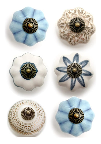 20 Pcs Drawer Knobs Pulls, Cabinet Ceramic Knobs, Retro And