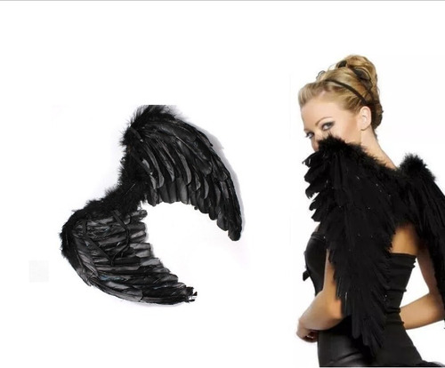Set Alas Angel Grandes Negras Halo Aureola Disfraz Halloween