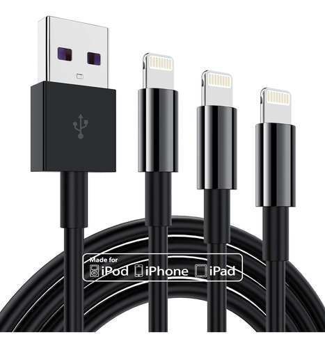 Paquete De 3cables De 6pies Con Certificacin Mfi De Apple, C