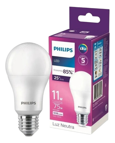 Kit 4 Lampadas Led Bulbo 11w 1018lm 4000k Bivolt Philips