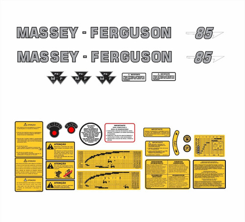 Kit Adesivos Compatível Trator Massey Ferguson Mf 85 R464 Cor Padrão