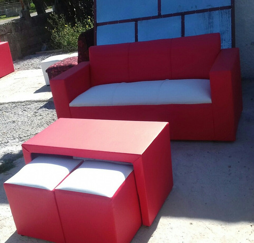 Sillón 3 Cuerpos Con Mesa Y Puff