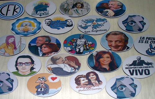 Imagen 1 de 4 de Posavasos De Goma Y Tela Set X3 Peronista Kirchneristas Cfk