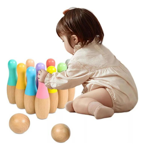 Juego De Bolos Grande For Niños, 10 Bolos, 2 Bolas De Vuelta