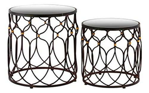 Urban Trends - Mesa Decorativa Nido Redonda De Metal Con Dis