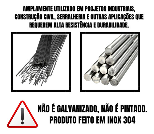 Barra Redonda Maciça Aço Inox 304 1/4 - 6,35mm 1 Metro 2und
