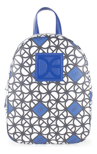 Mochila Cloe Para Mujer Mediana Estampado Geométrico Color Azul