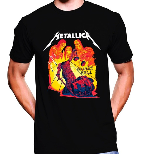 Camiseta Premium Dtg Rock Metallica And Justice For All 