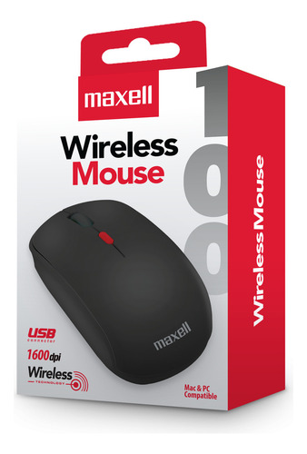 Mouse Inalámbrico Maxell Básico Óptico 1200 Dpi Usb Wireless Color Negro