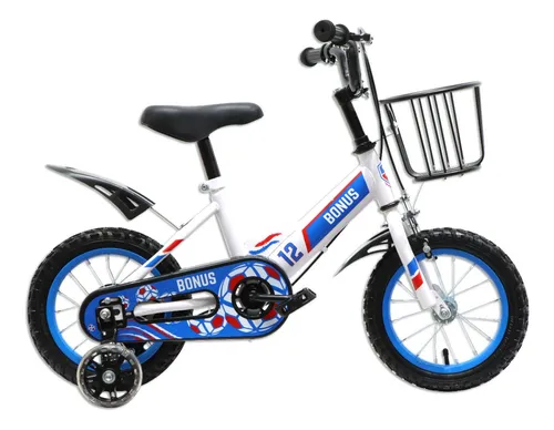 Bicicleta Bonus® Fútbol Rodado 12 Con Ruedas Estabilizado Color Azul Tamaño Del Cuadro 12
