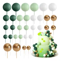 Comprar Kit De Cake Toppers En Tonos Verde Y Dorado 4 Tamaños 32pzs