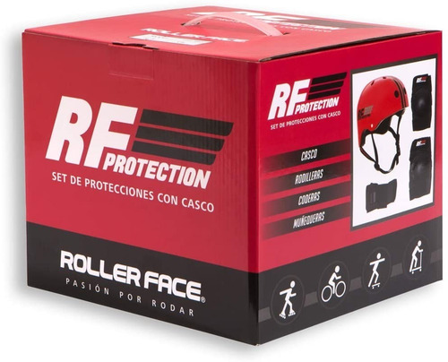 Set De Protección Y Casco Rollerface Rojo/negro