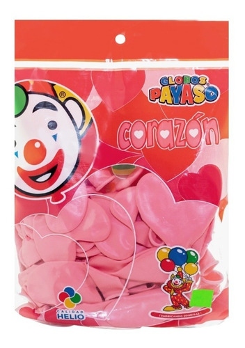 Globos San Valentin Corazon Rosa Payaso #10 50 Pz Cumpleaños