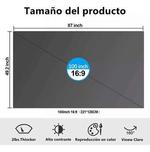 Pantalla Proyector Portátil 100 Pulgadas 16:9 Proyección