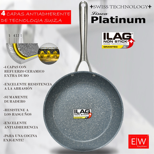 Easyware Sartén Platinum 4capa Granito Tecnología Suiza 24cm