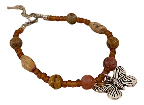 Pulseira Redonda Rice Bead Butterfly Color Coffee Color Char