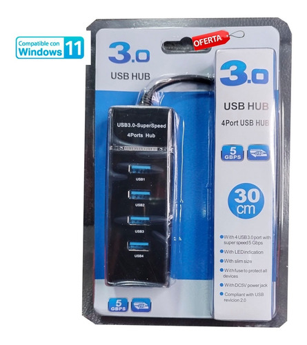 Usb Hub 3.0 De 4 Puertos S02101 Superspeed