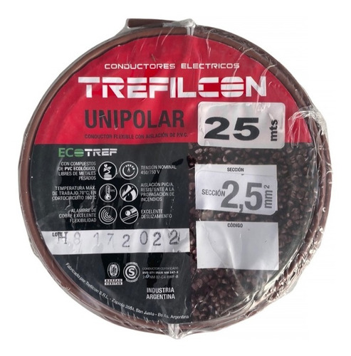 Cable Unipolar 2.5mm Normalizado Trefilcon Rollo X 25mts E.a