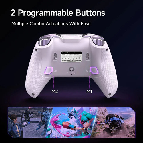 Controle Sem Fio Easysmx D10 Hall Tmr Com Dock Pc Cor Roxo Lilás/roxo