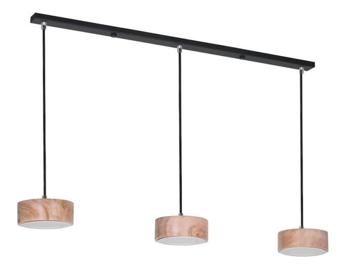 Lampara Colgante Benny 3 Luces Madera Led Vg