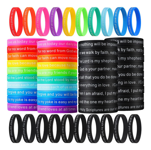 100 Pulseras Con Versículos Bíblicos A Granel De Silicona, P