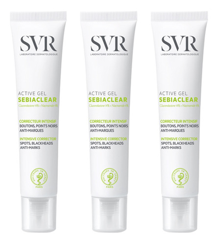 Pack 3 Piezas Svr Sebiaclear Active Gel 40ml