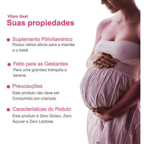 Kit 2 Vitamina Alimentar Vitam Gest 120 Cáps Natu7 Cápsula Grávida Natural Sabor Sem Sabor