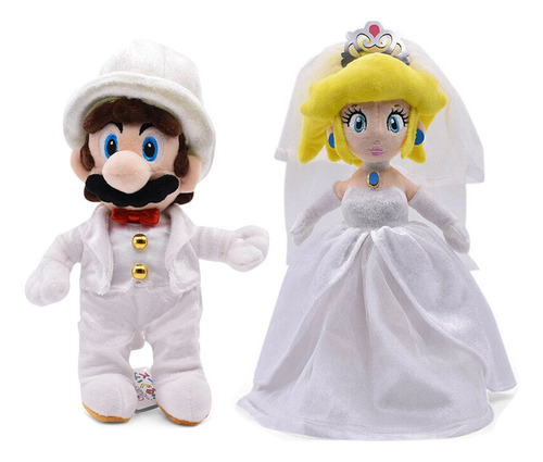 2pcs Super Mario Wedding Mario Peach Peluche Muñeca Regalo