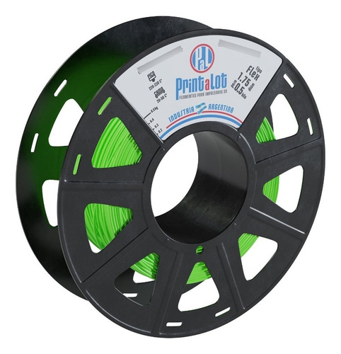 Filamento 3D flexível Printalot 1,75 mm 500 grs, cor verde ninja