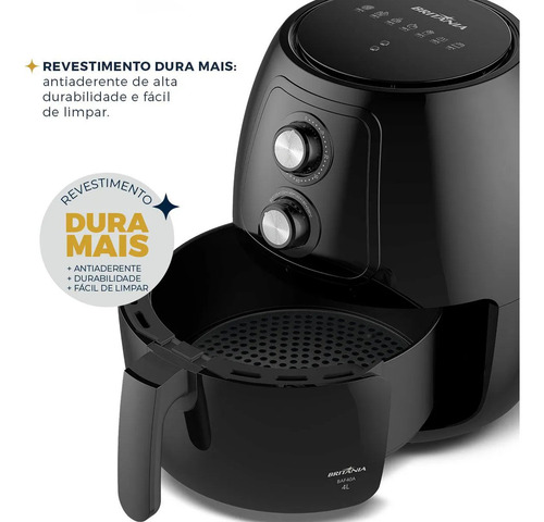 Fritadeira Air fryer britânia 4l sem óleo 1500w baf40a