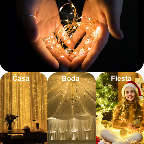 20pcs Luces Led Cadena 3m 30 Led A Pilas Decoración Hogar Blanco Cálido