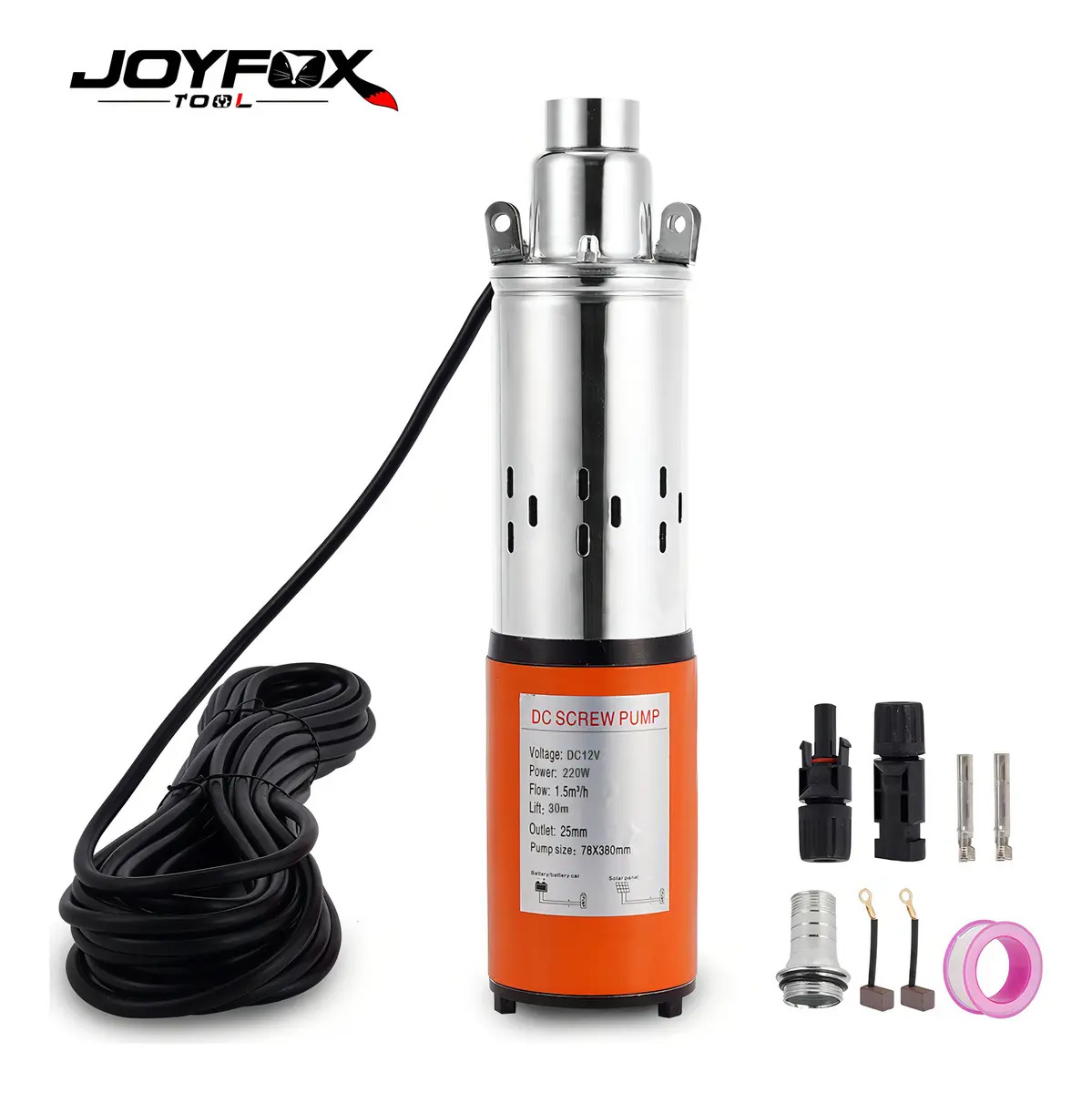 Joyfox Kit Bomba D'agua Solar Submersa Dc Submersível 1pol 220w 30m