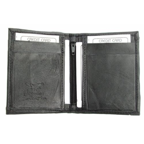 Billetera Para Hombre Bifold De Piel De Cordero Negro,