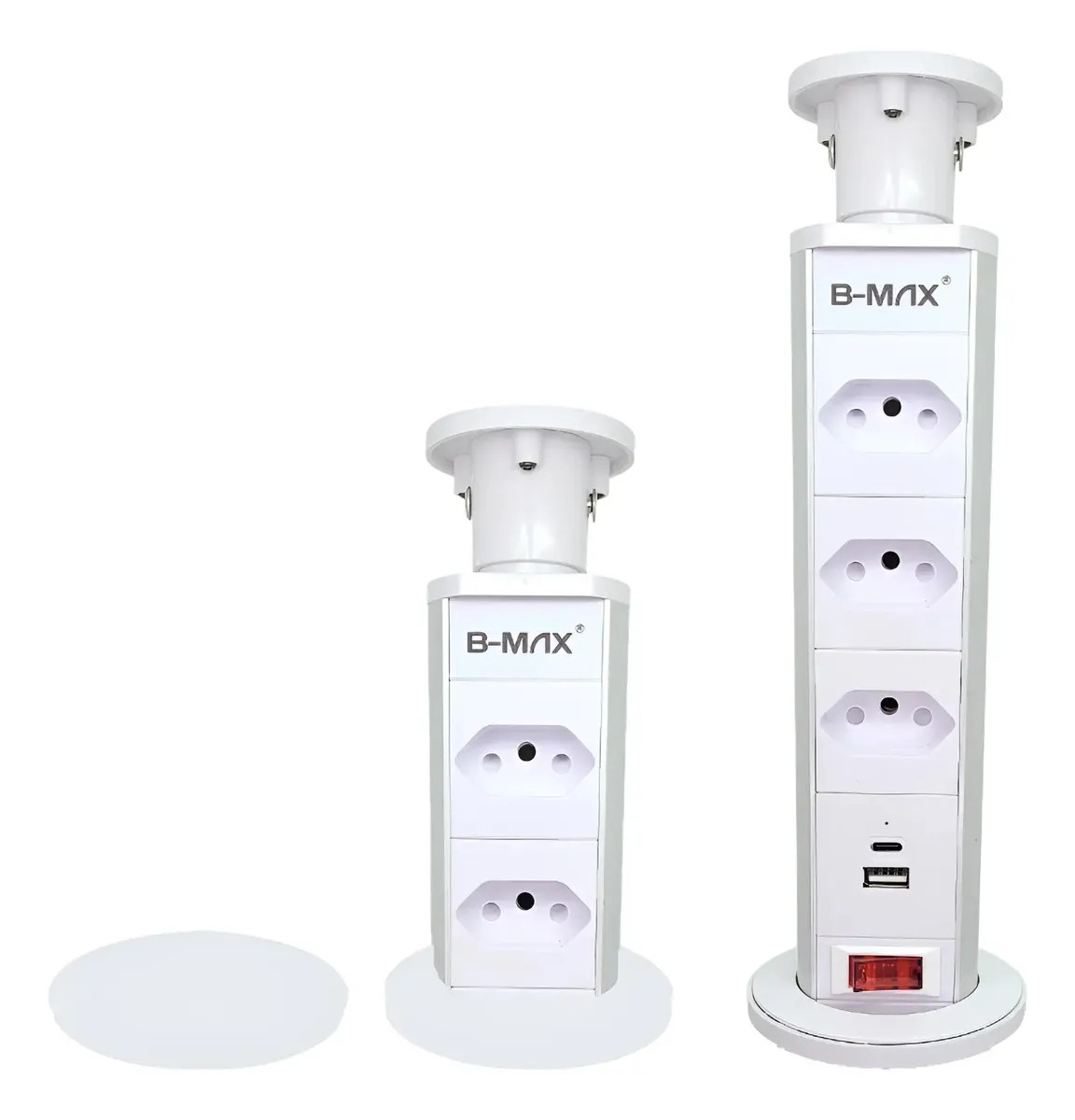 Torre De Tomada Retrátil Usb C 3 Tomadas De Mesa Bancada 20a Cor Branco