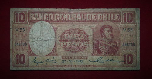 Billete 10 Pesos Chile 1945 Pick 103 Con Fecha 