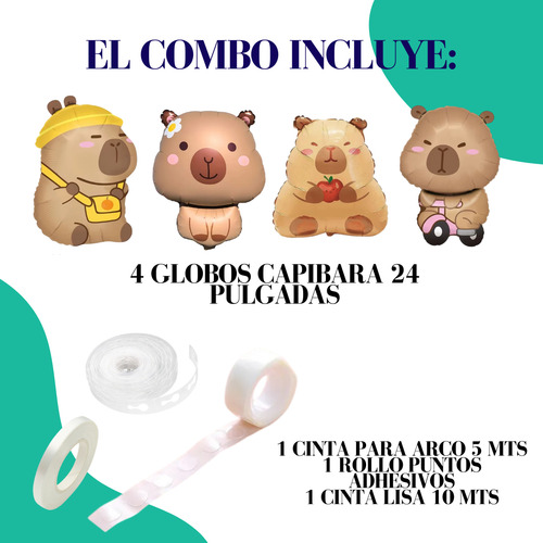 Combo Globos Capibara Fiesta Cumpleaños Deco Carpincho Set Chocolate Capibara
