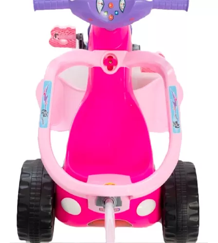 Motoca Infantil Triciclo Rosa com Empurrador