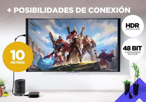 Imagen 3 de 10 de Cable Hdmi 10 Metros Full Hd 4k Doble Filtro V1.4 Dorado Led