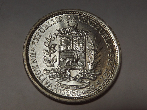 Moneda De 5 Gramos De Plata. Un (1) Bs Bolívar. Venezuela